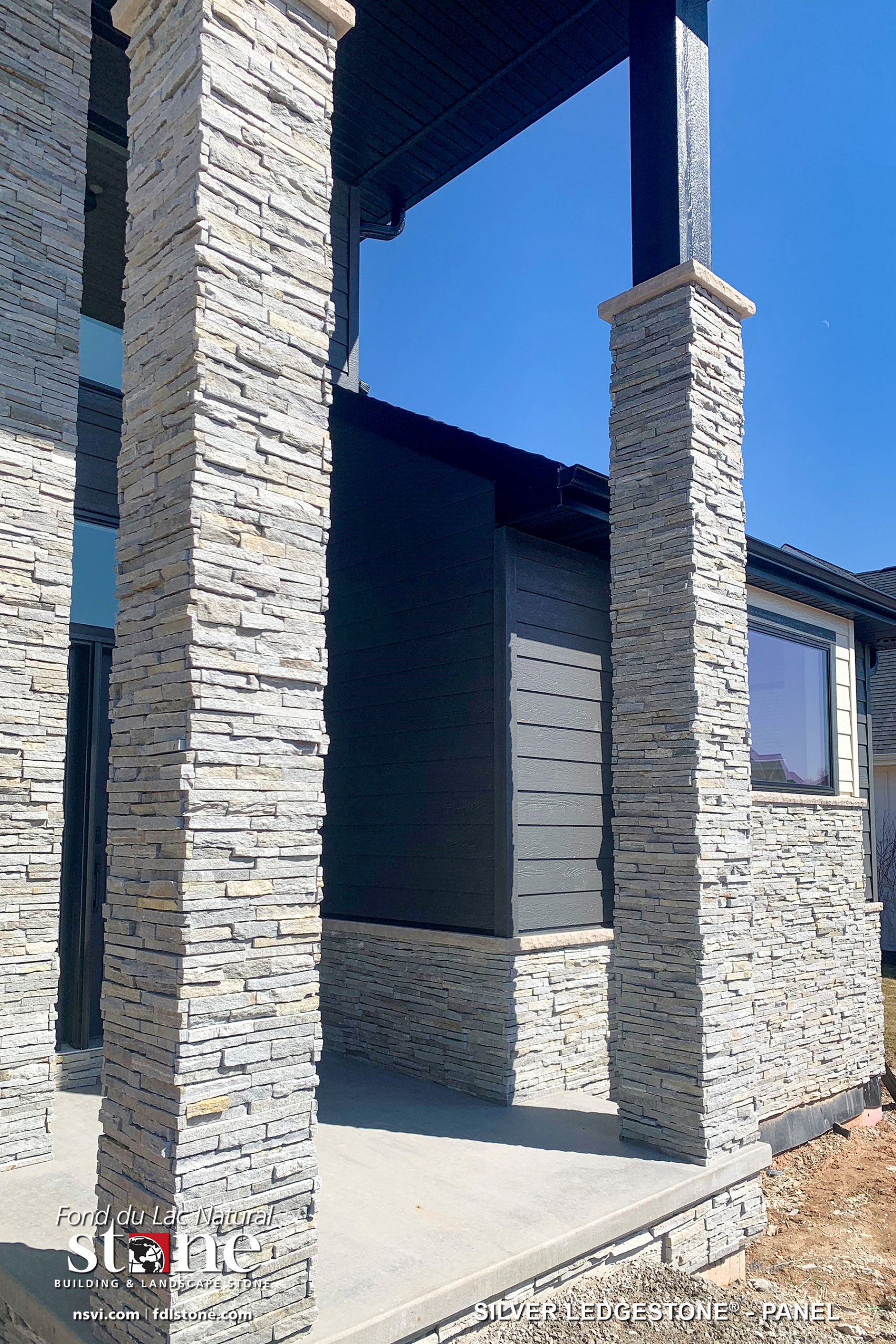 Silver Ledgestone Panel Residential Wip Fond Du Lac Natural Stone